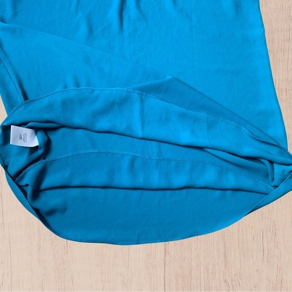 Womens short sleeve blouse ruffle blue medium Fluted Sleeve - Picture 2 of 8